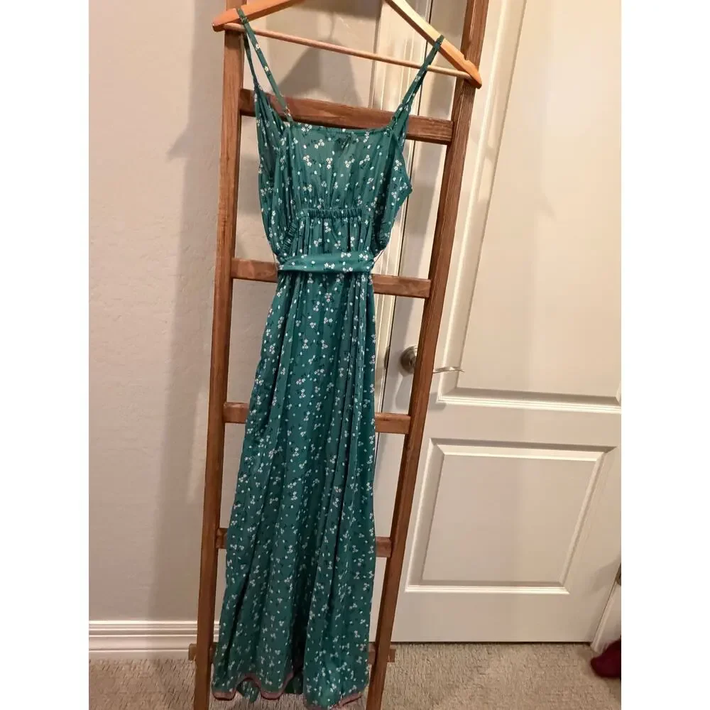 Billabong- Juniors' Soft Seas Green and White Printed Maxi Sundress- Small - Picture 7 of 8
